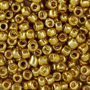 Glaskralen rocailles 3mm Metallic shine yellow gold