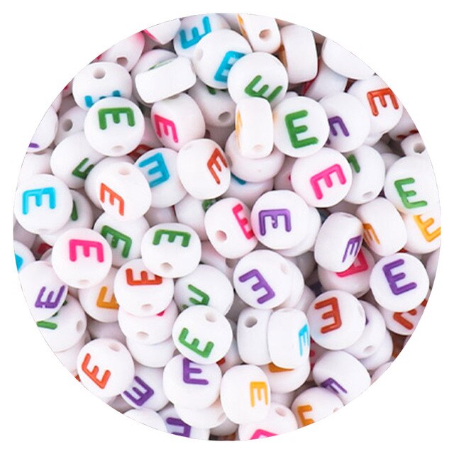 Acrylkralen letter E wit/multicolor