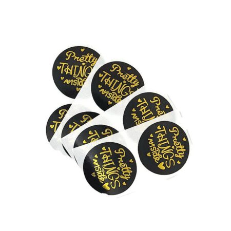 Sticker zwart "Pretty things inside" (25mm)