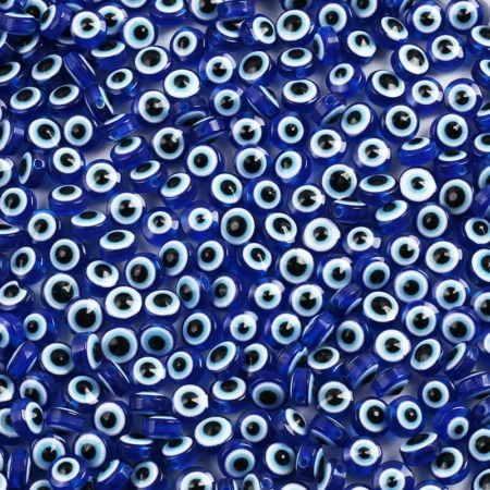 Acrylkralen 10mm evil eyes blauw