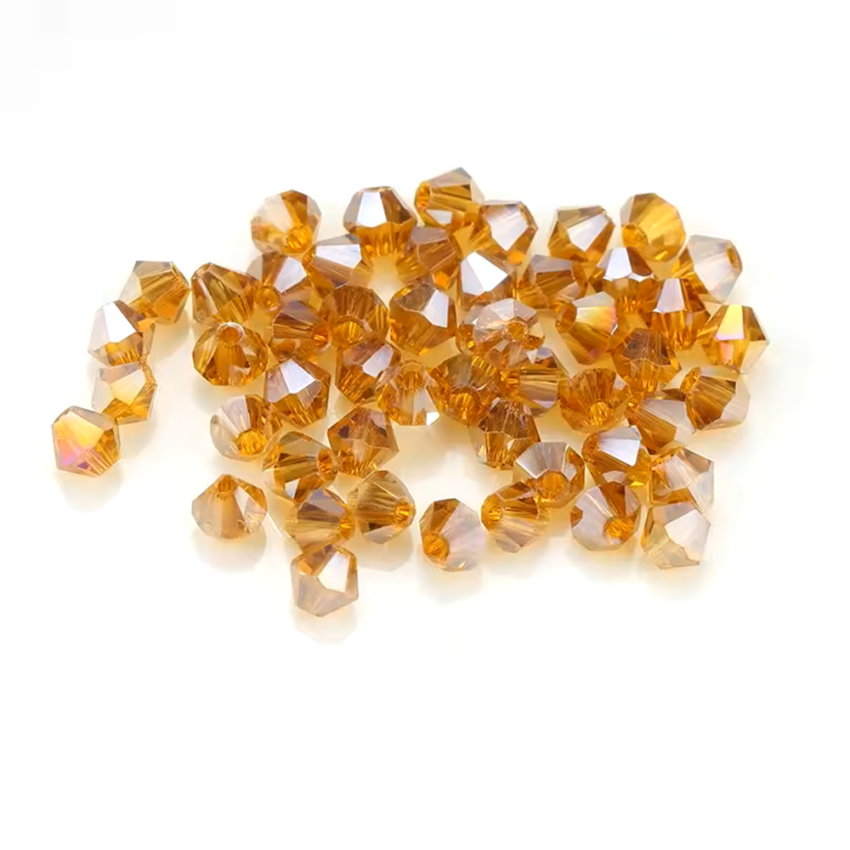 Bicone Glaskralen 4mm Amber AB